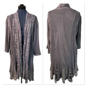Sacred Threads Lilac Lace Mesh Cardigan Duster Boho Fairy Grunge Whimsigoth L/XL
